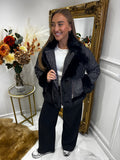Faux fur TWEED zip jacket