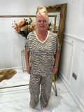 Beige zebra print tracksuit