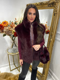 Wine faux fur BETHANY waistcoat