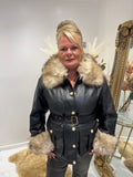 Faux fur gold button Olivia jacket