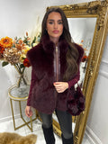 Wine faux fur BETHANY waistcoat