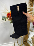 Suede padlock boot