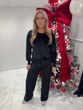 Black velour PARIS tracksuit