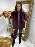 Wine faux fur BETHANY waistcoat