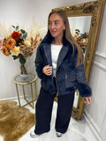 Faux fur TWEED zip jacket