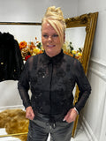 Black sequin mesh bodysuit