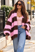 Stripe chunky knit cardigan