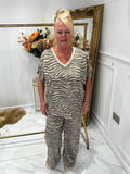 Beige zebra print tracksuit