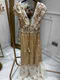 Tan ruffle BOHO dress 6173