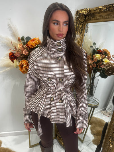 Tan check lightweight jacket