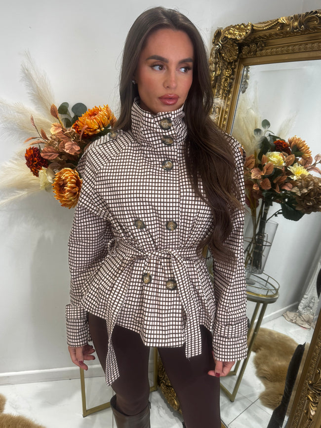 Tan check lightweight jacket