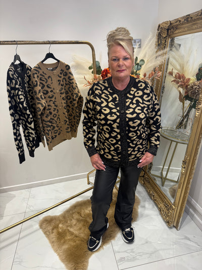 Leopard print button cardigan