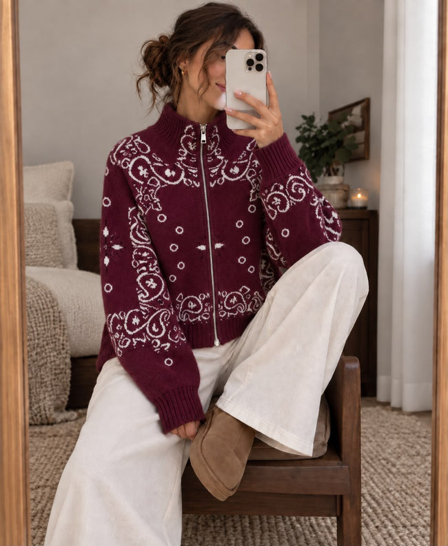 BANDANA zip cardigan