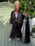 Satin zip jacket & trouser set