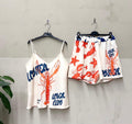 Printed cotton vest & short set