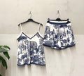 Printed cotton vest & short set