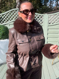Brown FAUX FUR PVC jacket