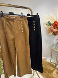 Gold button suede trousers