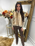 Beige BAMBI faux fur cardigan