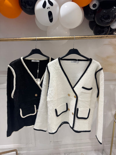 Gold button double breast cardigan