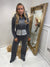 Grey faux fur sequin tracksuit