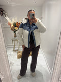 Denim puffa coat