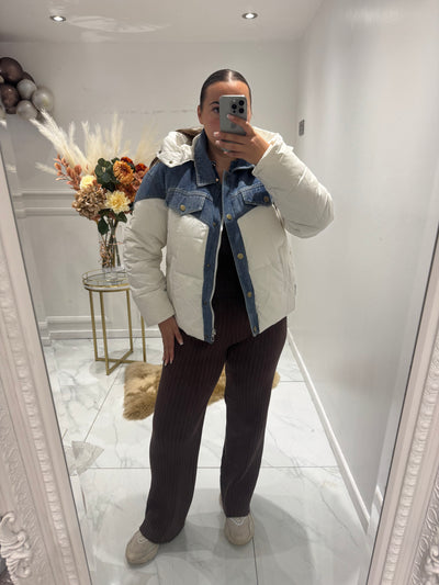 Denim puffa coat