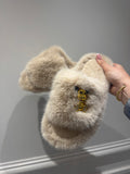 Faux fur GOLD TEDDY BEAR slippers