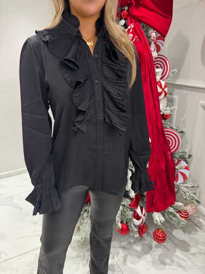 Black RIRI ruffle shirt