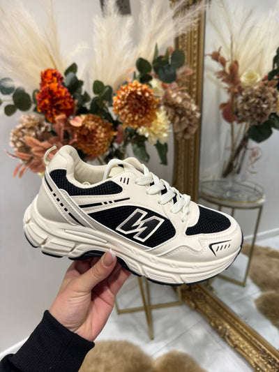 Cream/black “NADIA” trainers