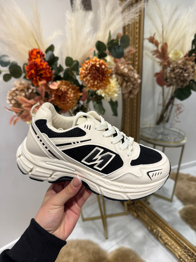 Cream/black “NADIA” trainers