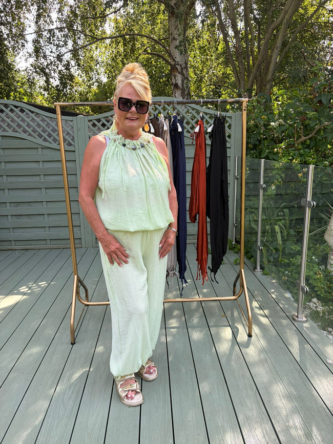 Pearl neck trouser set