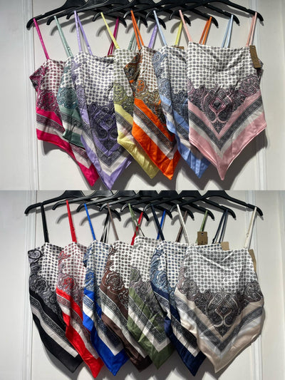 Satin BANDANA scarf top