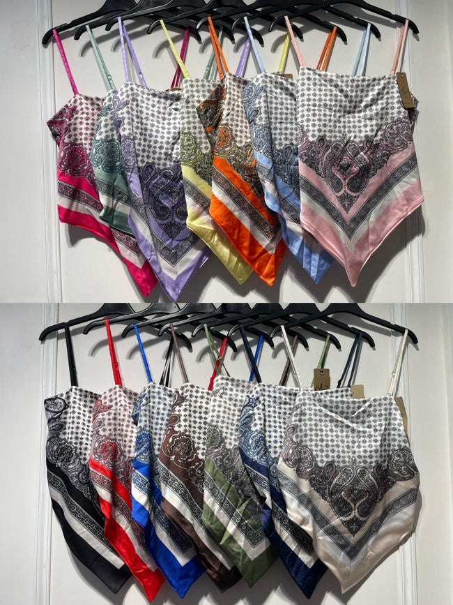 Satin BANDANA scarf top