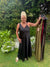 Satin maxi dress with gold buckle