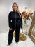 Black buckle peplum tracksuit