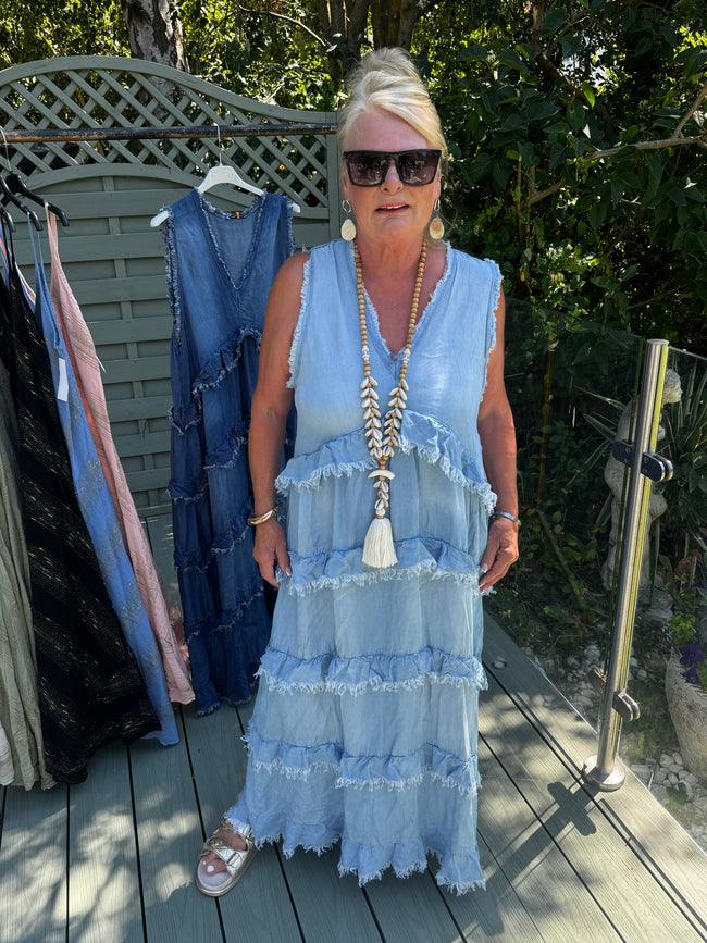 Denim RUFFLE dress