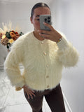 Fluffy gold button cardigans