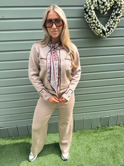 MARY cardigan & trouser set with scarf