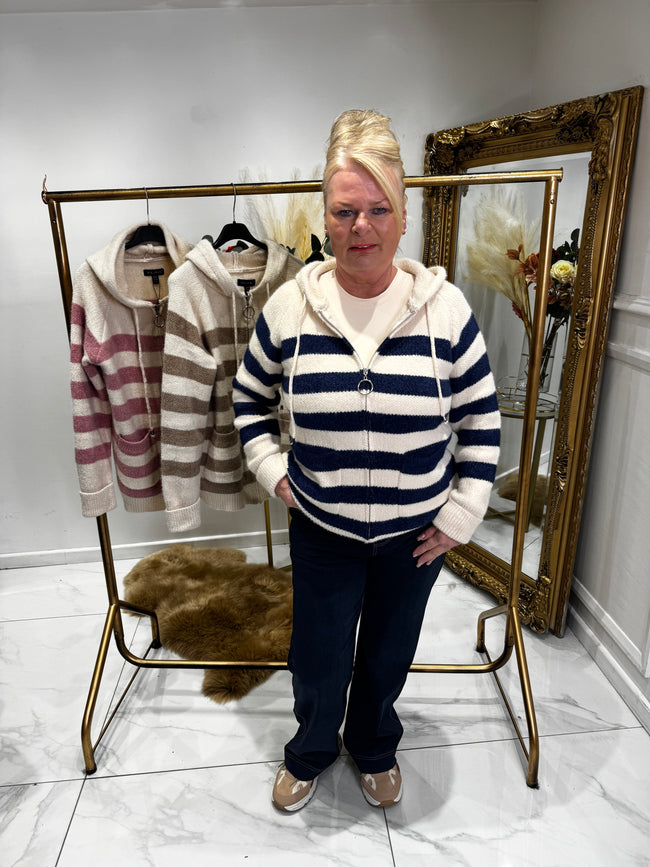 Soft stripe zip jacket