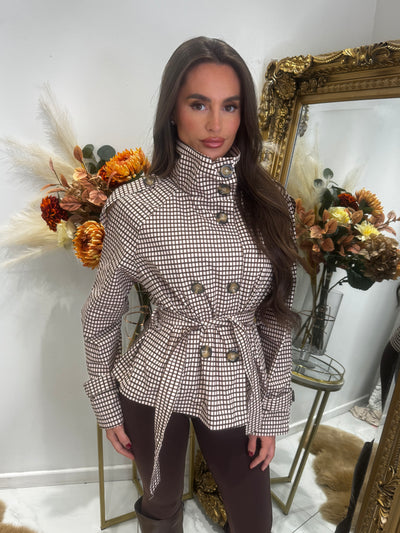 Tan check lightweight jacket