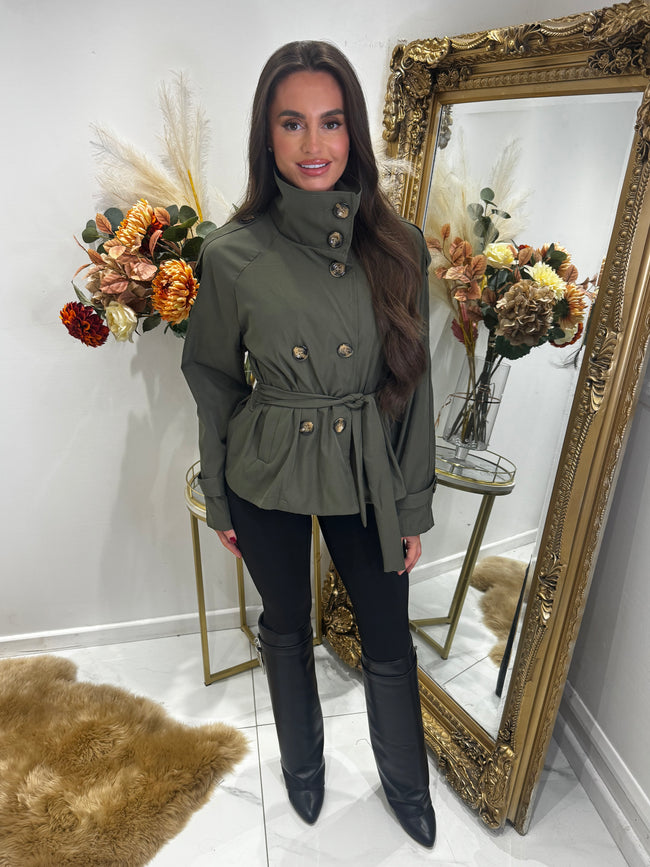 Khaki button lightweight jacket