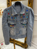 Denim diamanté PUFF sleeve jacket