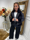 Faux fur TWEED zip jacket