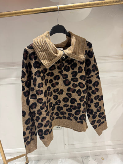 Leopard print ZIP jumper