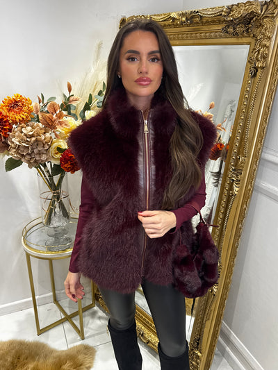 Wine faux fur BETHANY waistcoat