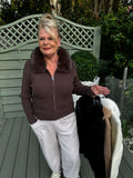 Faux fur knitted cardigan