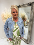 Light blue denim pearl jacket