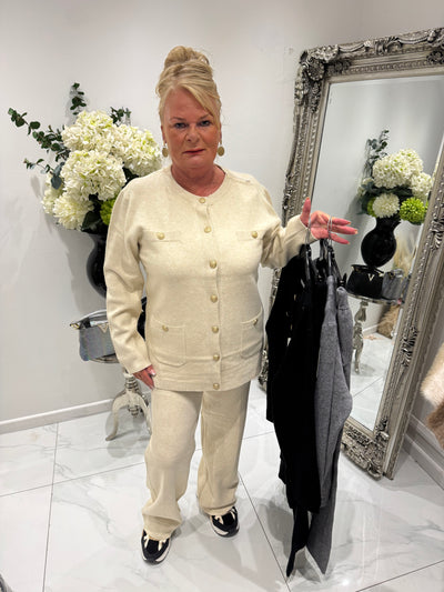 Gold button cardigan tracksuit