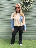 Denim diamanté sweatshirt